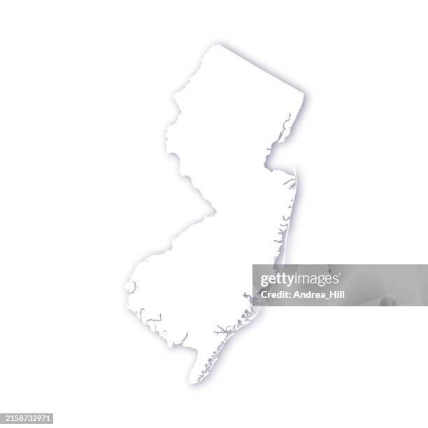 new jersey, united states map with a soft drop shadow vector map - drop shadow stock illustrations