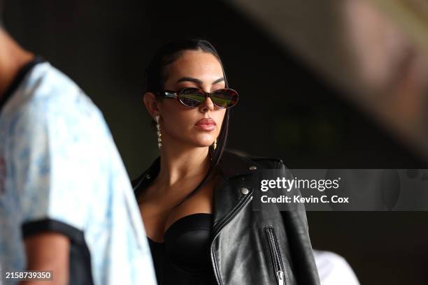 Georgina Rodriguez, Argentine social media influencer, model and partner of Cristiano Ronaldo of Portugal, is seen in attendance prior to the UEFA...