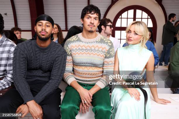 Mustafa, Omar Apollo, and Sabrina Carpenter attend the Loewe Menswear Spring/Summer 2025 show as part of Paris Fashion Week on June 22, 2024 in...