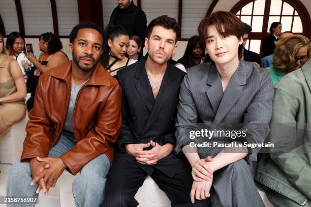 André Holland, Luke Newton, and Lee Jong-suk attend the Loewe Menswear Spring/Summer 2025 show as part of Paris Fashion Week on June 22, 2024 in...