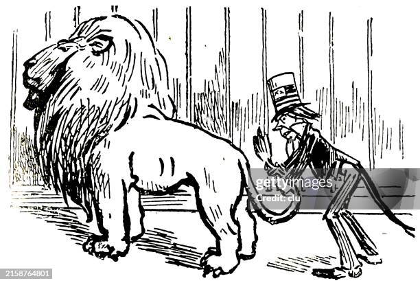 uncle sam grabs the lion by the tail - uncle stock illustrations