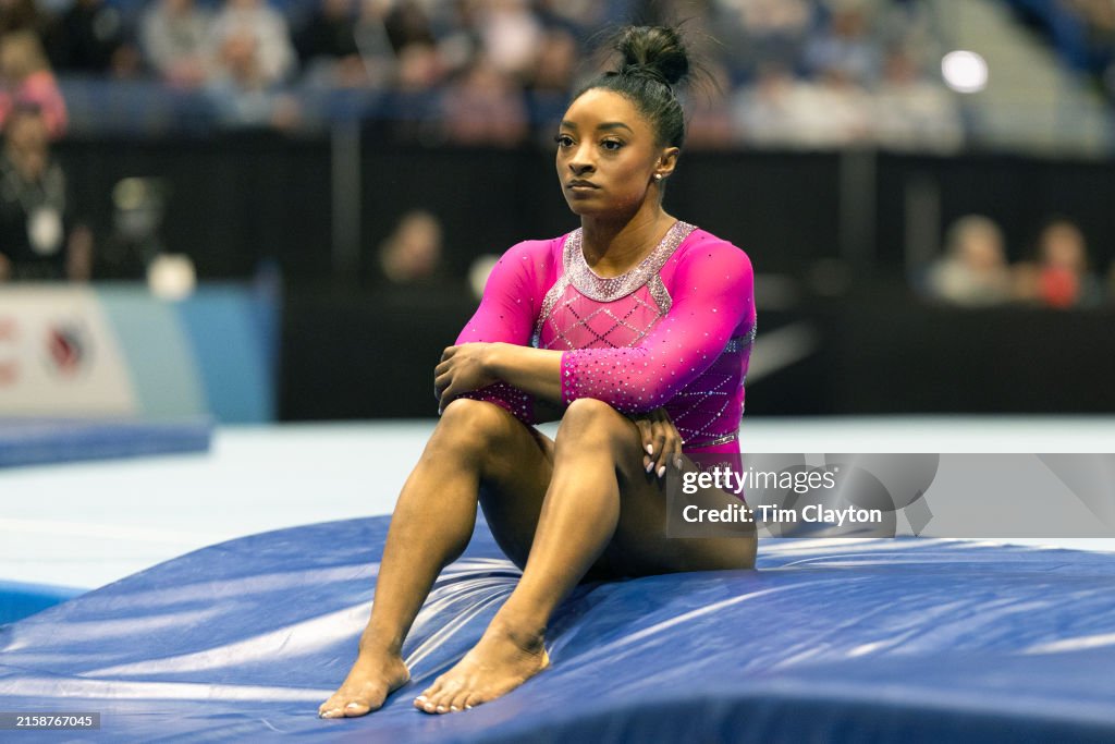 Simone Core Simone Biles during the 2024 Core Hydration Gymnastics Classic at the ...
