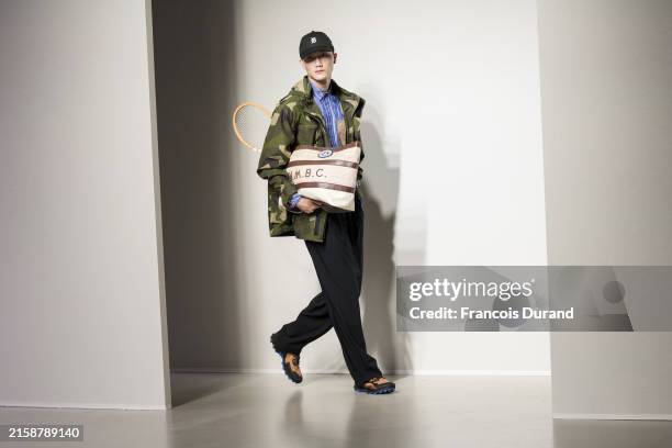 Model walks the runway during the White Mountaineering Menswear Spring/Summer 2025 show as part of Paris Fashion Week on June 22, 2024 in Paris,...