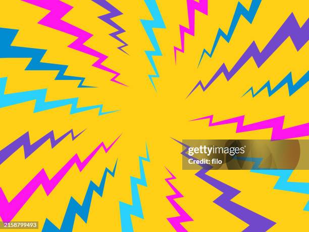 lightning bolt retro excitement background - zappen stock-grafiken, -clipart, -cartoons und -symbole