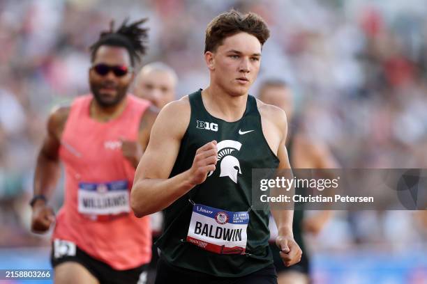 Heath Baldwin competes in the men's decathlon 1500 meter run on Day Two of the 2024 U.S. Olympic Team Track & Field Trials at Hayward Field on June...