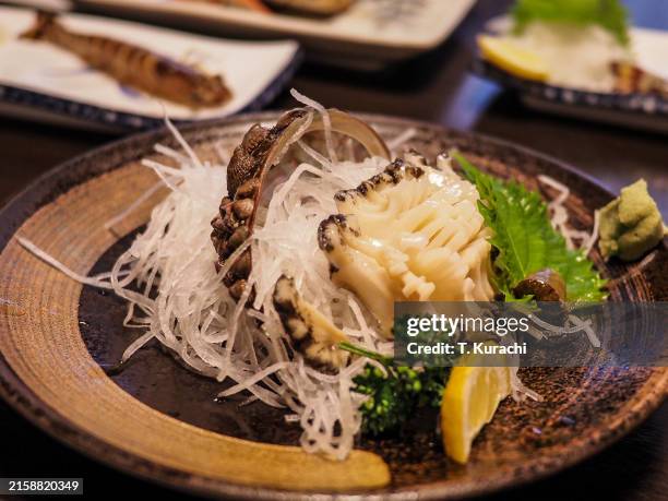 abalone sashimi - abalone stock pictures, royalty-free photos & images