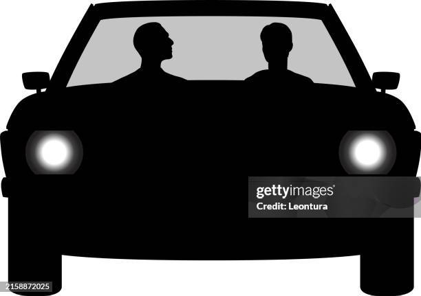 car from front silhouette - driver front view stock illustrations