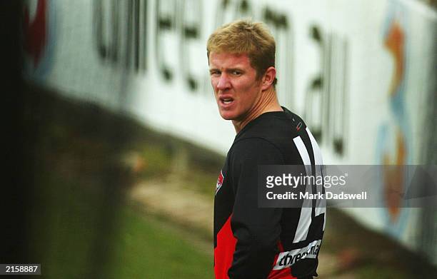 Jason Johnson of the Bombers in action during the Essendon Football Clubs AFL training session at Windy Hill on July 14, 2003 in Melbourne, Australia.