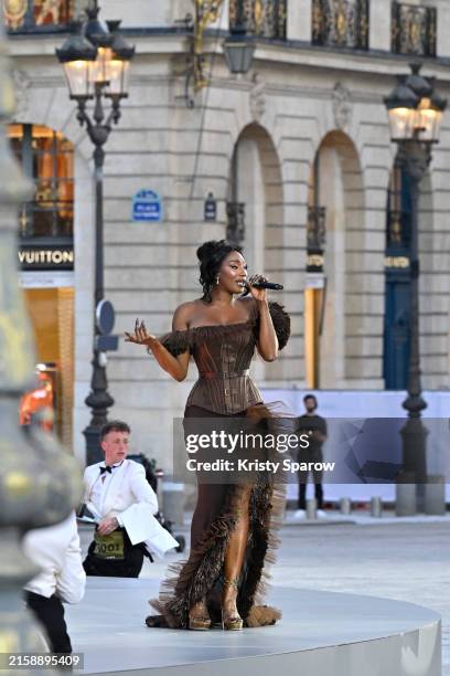 Aya Nakamura performs during Vogue World: Paris at Place Vendome on June 23, 2024 in Paris, France.