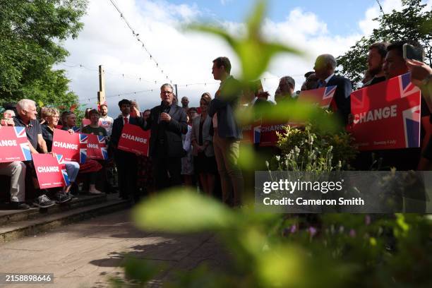Labour leader Keir Starmer visits the Vale Inn on June 27, 2024 in Macclesfield, United Kingdom. In the final week of campaigning, Labour outlined...