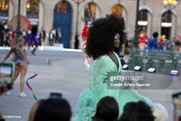 Model walks the runway during Vogue World: Paris at Place Vendome on June 23, 2024 in Paris, France.