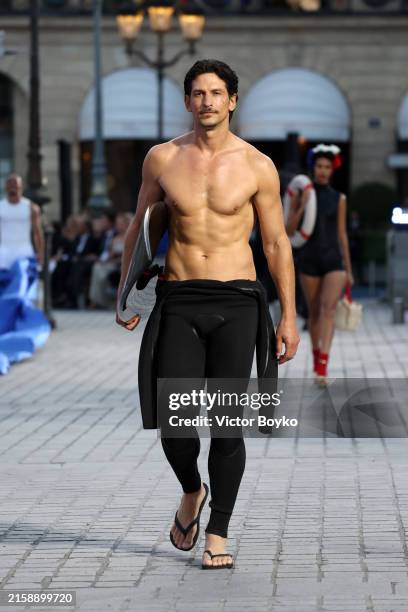Model walks the runway during Vogue World: Paris at Place Vendome on June 23, 2024 in Paris, France.