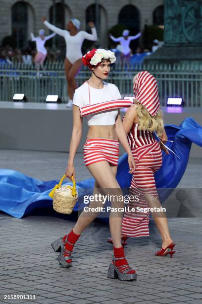 Models walk the runway during Vogue World: Paris at Place Vendome on June 23, 2024 in Paris, France.