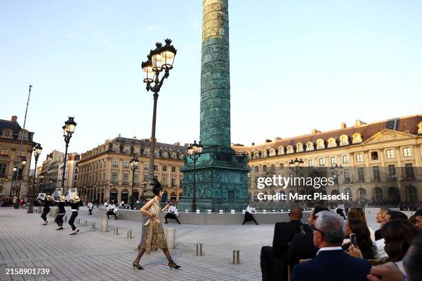 Model walks the runway during Vogue World: Paris at Place Vendome on June 23, 2024 in Paris, France.