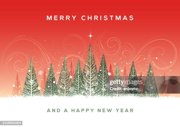 winter christmas tree forest pattern card design - abstract pine tree background stock illustrations