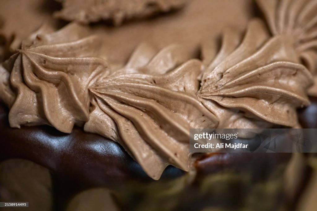 Coffee Cream on Chocolate Cake