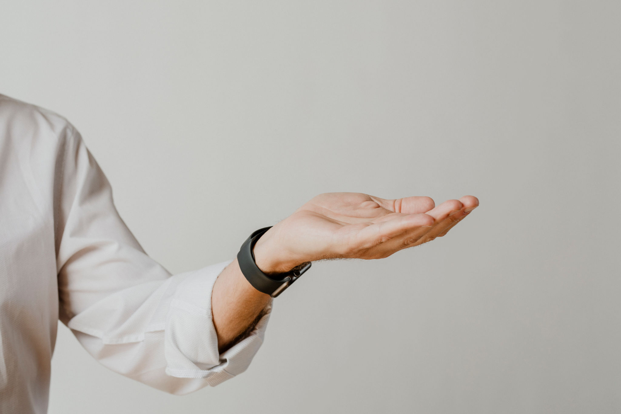 Businessman empty hand presenting gesture Businessman empty hand presenting gesture