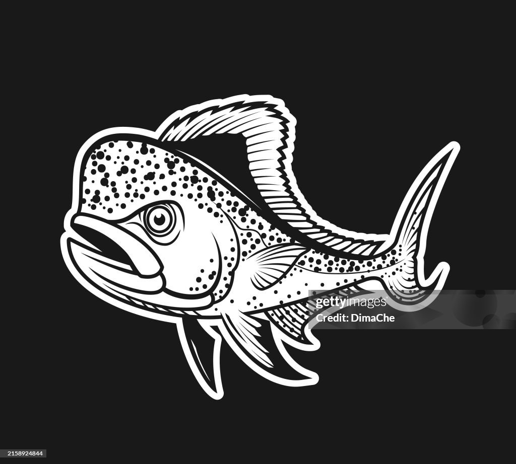 Delphinfisch, Dorado, Mahi-Mahi Fisch Silhouette - ausgeschnittenes Vektorsymbol, Logo, Aufkleber