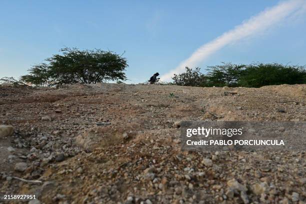 View of an area in process of desertification in Baixinha, Bahia State, Brazil on June 11, 2024. The semi-arid Caatinga, a unique biome in the world,...