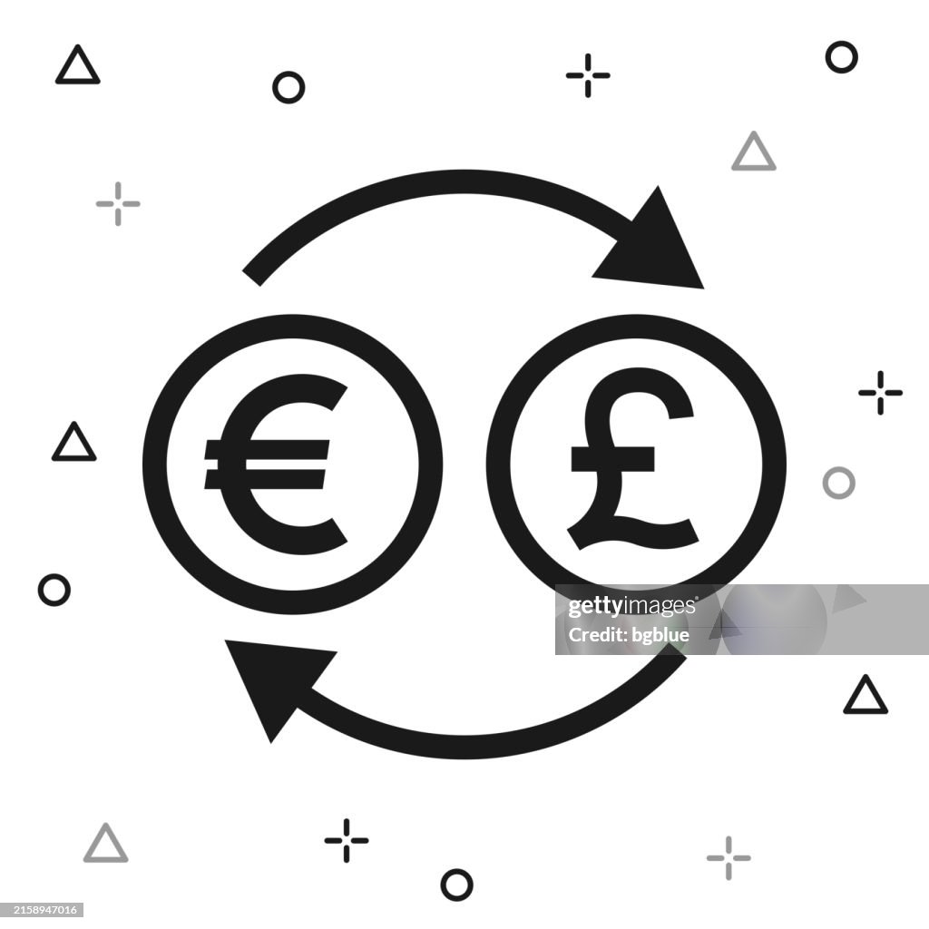 Cambio de moneda - Euro Libra. Icono sobre fondo blanco