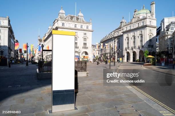 blank billboard in london piccadilly circus - piccadilly circus stock pictures, royalty-free photos & images
