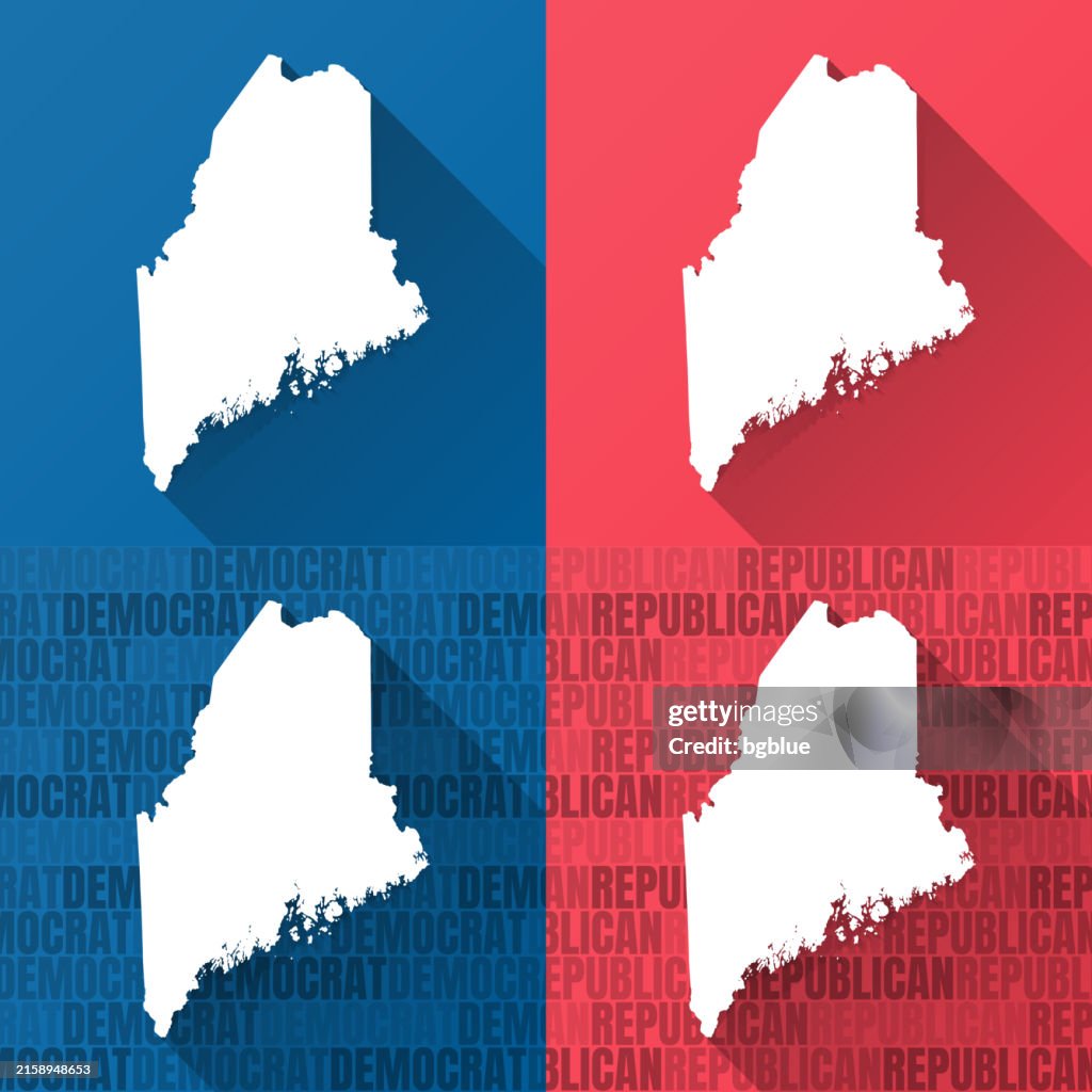 Blue&me Map Maine Maps On Blue And Red Backgrounds High-Res Vector Graphic - Getty ...