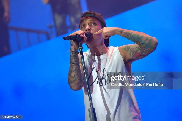 Italian singer Ultimo, aka Niccolò Moriconi, performs at the Stadio Olimpico. Rome , June 22nd, 2024