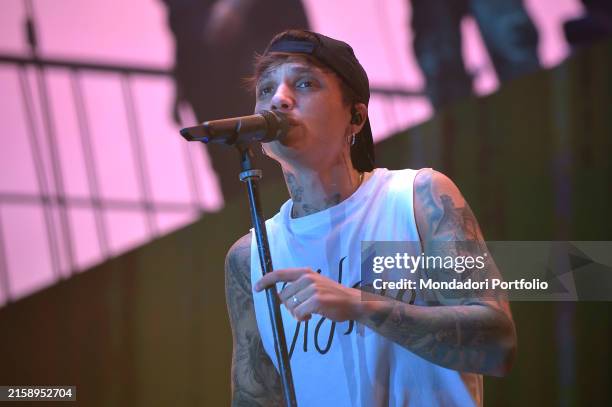 Italian singer Ultimo, aka Niccolò Moriconi, performs at the Stadio Olimpico. Rome , June 22nd, 2024