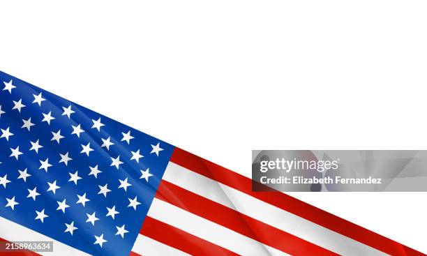 american flag isolated on white background - patriotic banner stock pictures, royalty-free photos & images