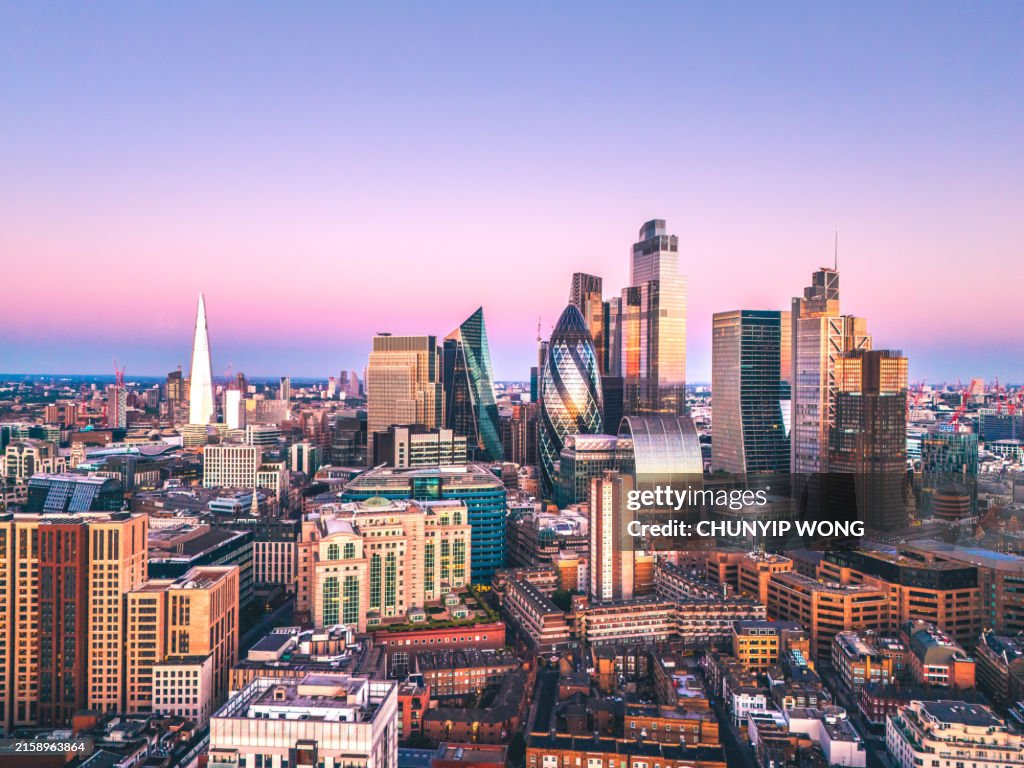 Vue aérienne du quartier des finances à Londres
