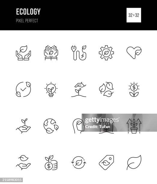 extensive ecology icon set for environmental projects, sustainability initiatives, and green businesses - washington dc tidal basin stock illustrations