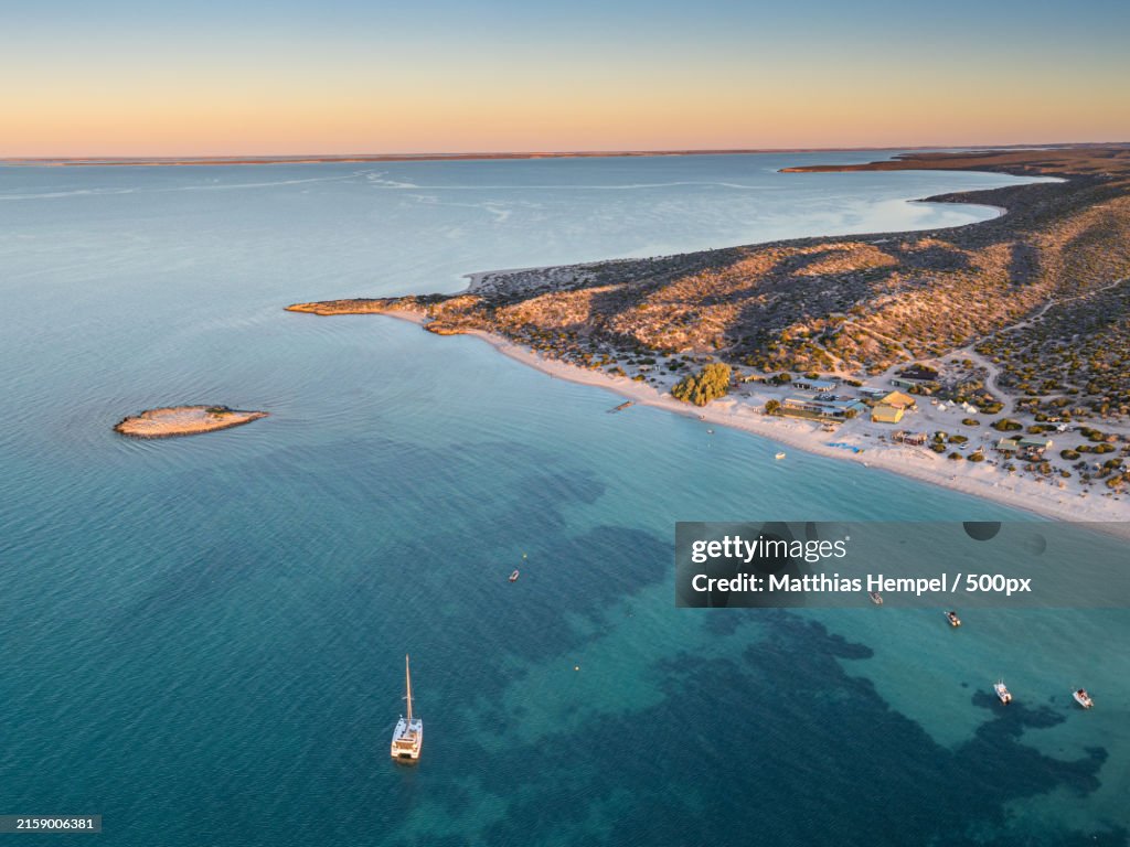 High angle view of sea against sky,Shark Bay,Western Australia,Australia
