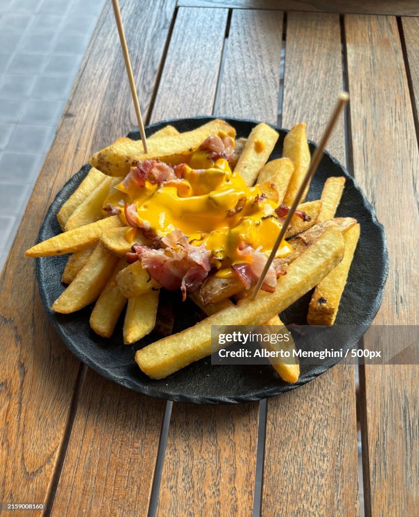 High angle view of food served on table
