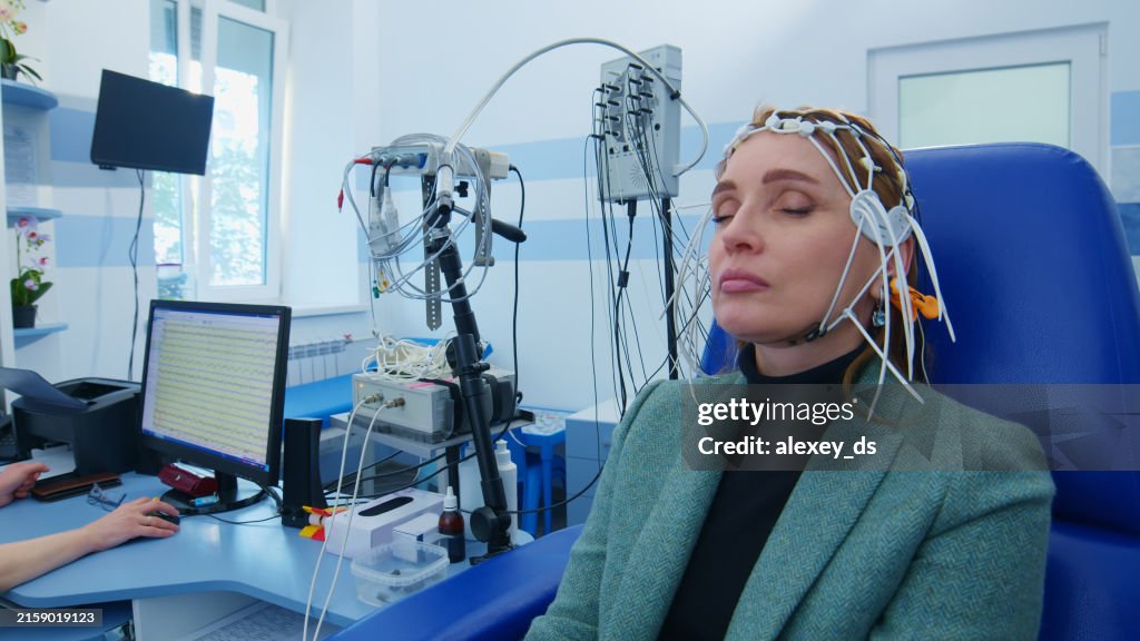 Patient Undergoing EEG Test in Medical Settings