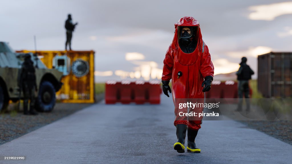 Man in protective suit