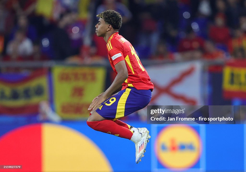 Lamine Yamal of Spain gestures during the UEFA EURO 2024 group stage