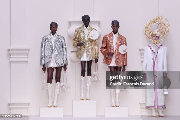 Models pose on the runway during the Thom Browne Haute Couture Fall/Winter 2024-2025 show as part of Paris Fashion Week on June 24, 2024 in Paris,...