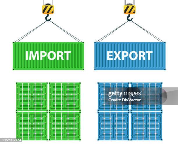 Container Type Vector Two Cargo Containers With Import And Export Vector Illustration High ...