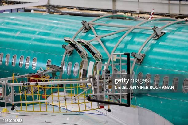 Boeing 737 MAX aircraft is assembled at the Boeing Renton Factory in Renton, Washington, on June 25, 2024.