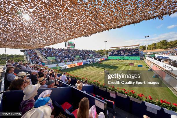 General view as Dominic Thiem of Austria returns a ball in his Round of 32 match against Gael Monfils of France during day two of the Mallorca...