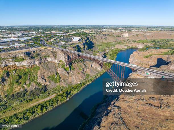 perrine bridge in twin falls, idaho - snake river falls stock pictures, royalty-free photos & images