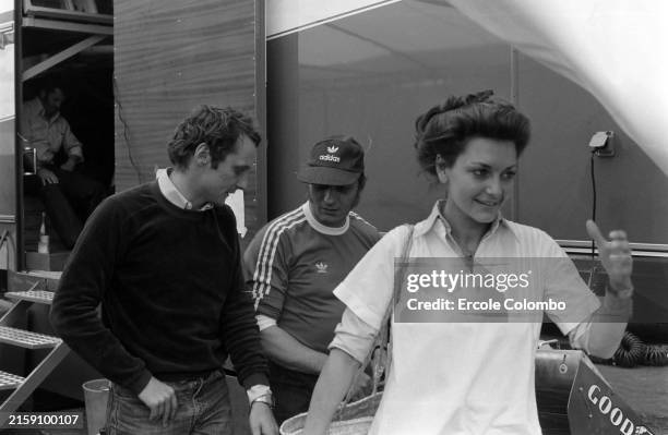 Niki Lauda and his wife, Marlene during the Belgian GP at Zolder on May 16, 1976 in Zolder, Belgium.