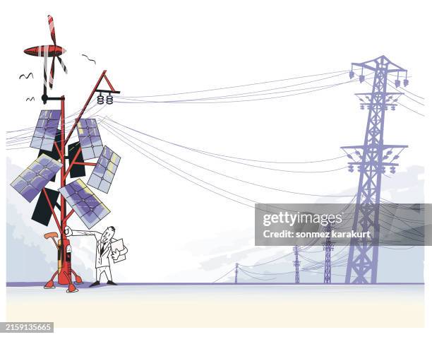 renewable energy - electrical tower stock illustrations