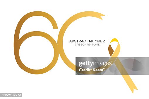 Number 60 Abstract Number Template Anniversary Number And Ribbon ...