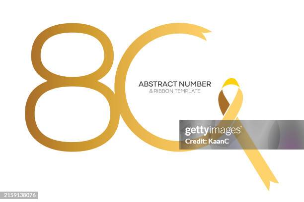 number 80. abstract number template. anniversary number and ribbon template isolated, anniversary icon label, anniversary symbol vector stock illustration - number 80 stock illustrations
