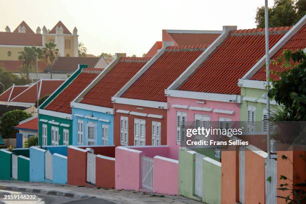 colorful houses in berg altena, willemstad, curaçao - willemstad stock pictures, royalty-free photos & images