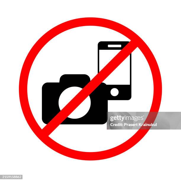 no cameras, no mobile phones allowed sign icon - webcam stock pictures, royalty-free photos & images