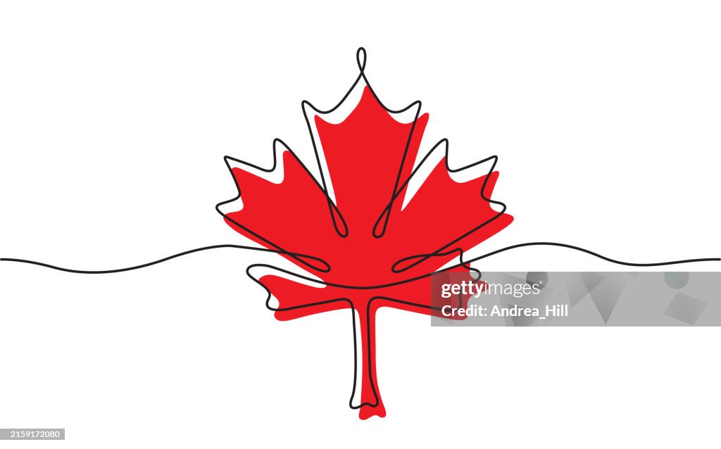 Canadian Things Drawing Maple Leaf Canada Day Continuous Line Drawing With Editable Stroke And ...