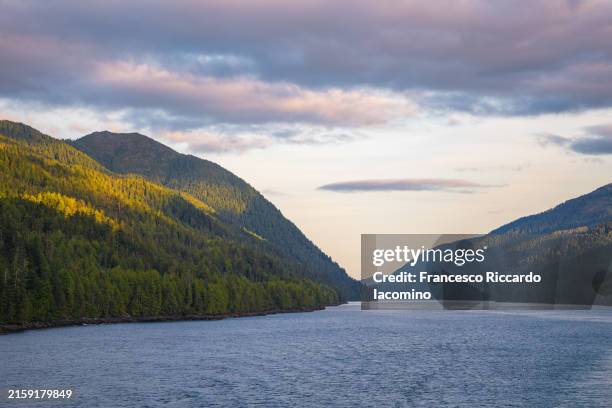 landscape on the inside passage route, canada - pasaje interior fotografías e imágenes de stock