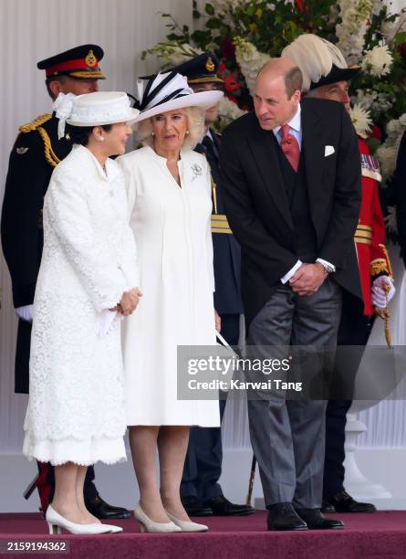 Empress Masako of Japan, Queen Camilla and Prince William, Prince of Wales attend the Ceremonial Welcome of Emperor Naruhito and Empress Masako of...